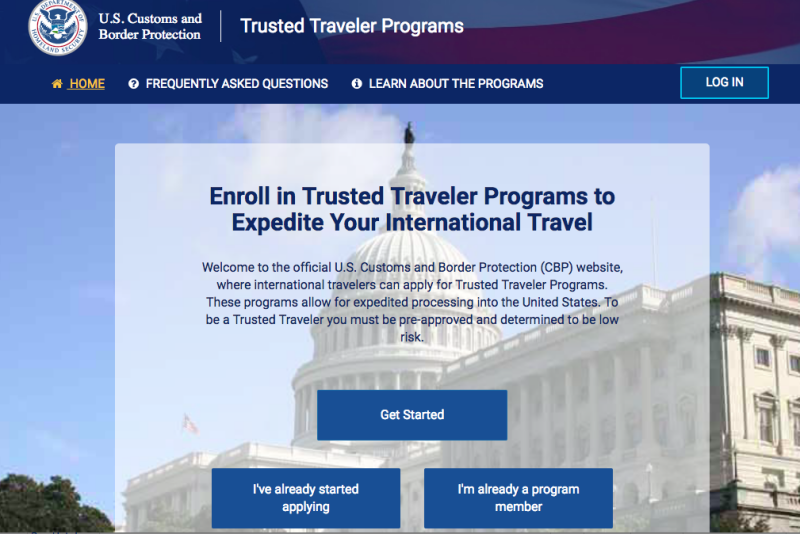 trusted traveler global entry login
