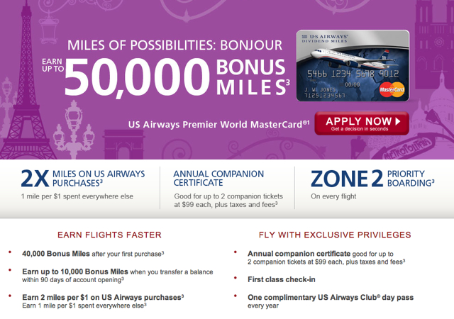 Airline miles credit card promotions