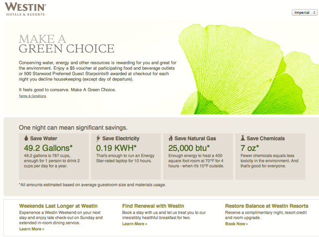 500 Spg Points For Declining Housekeeping At Starwood Hotels With Westin Green Choice 500 Spg Points For Declining Housekeeping At Starwood Hotels