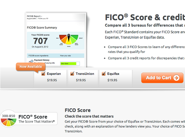 Experian FICO Score Available via MyFICO