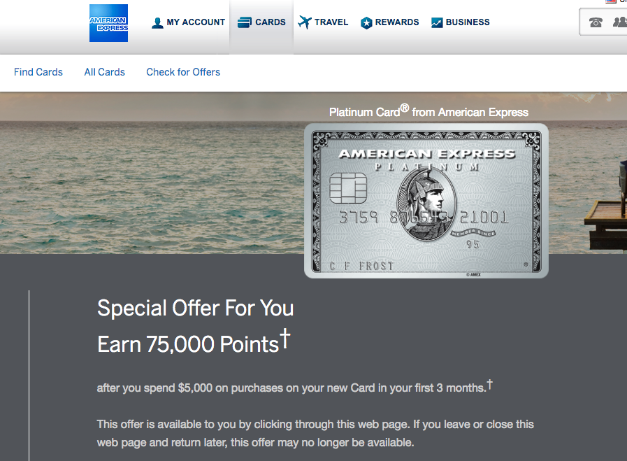 75k amex platinum and