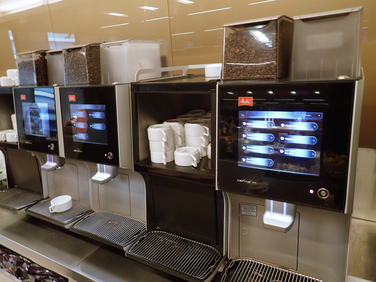 Coffee Machines, Lufthansa Business Class Lounge Review FRA T1
