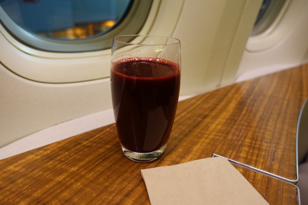 Cathay Pacific First Class Pre-Flight Drink