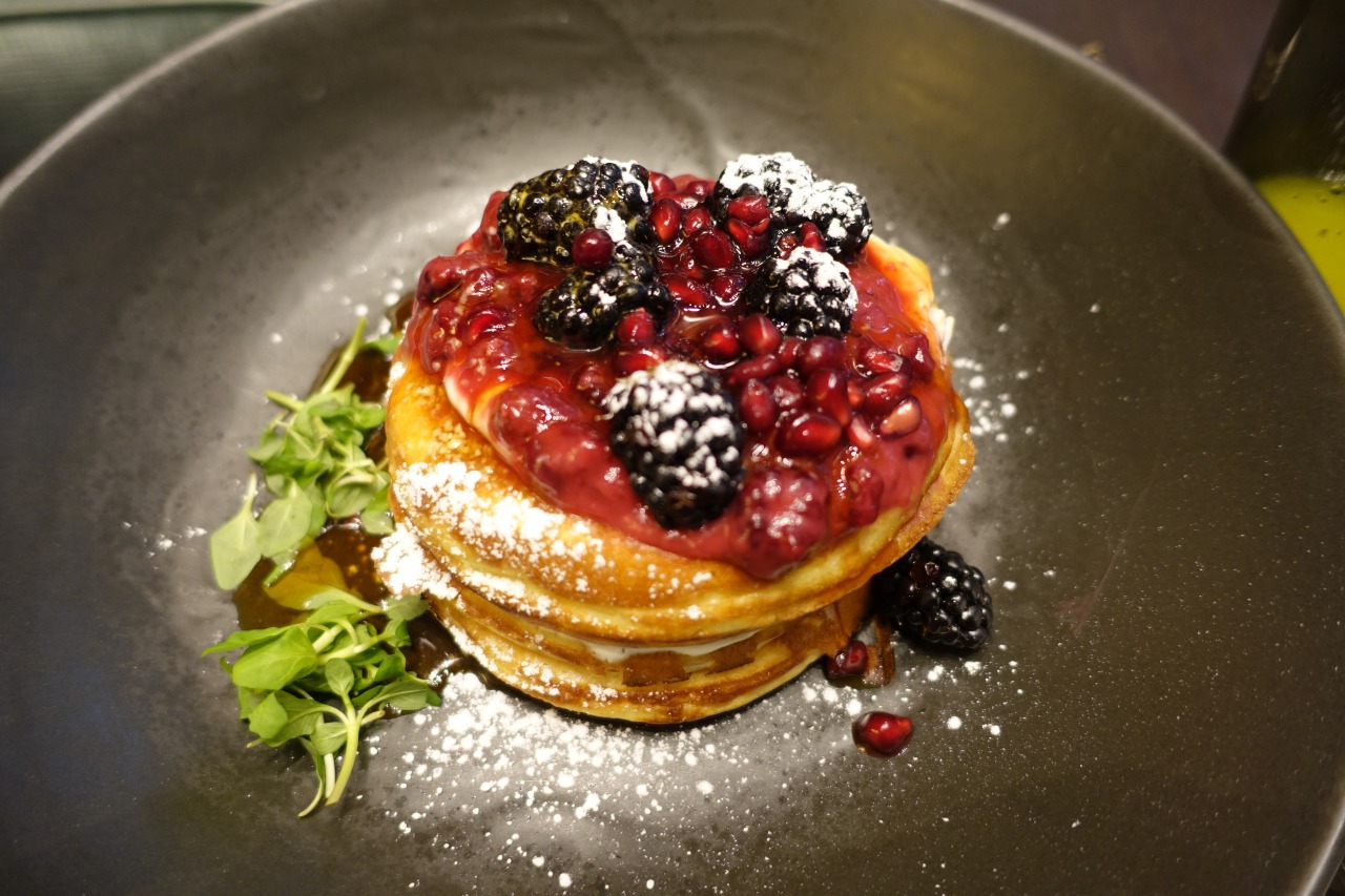 Park Hyatt New York-Pancake with Blackberry Pomegranate Compote and White Chocolate Yogurt