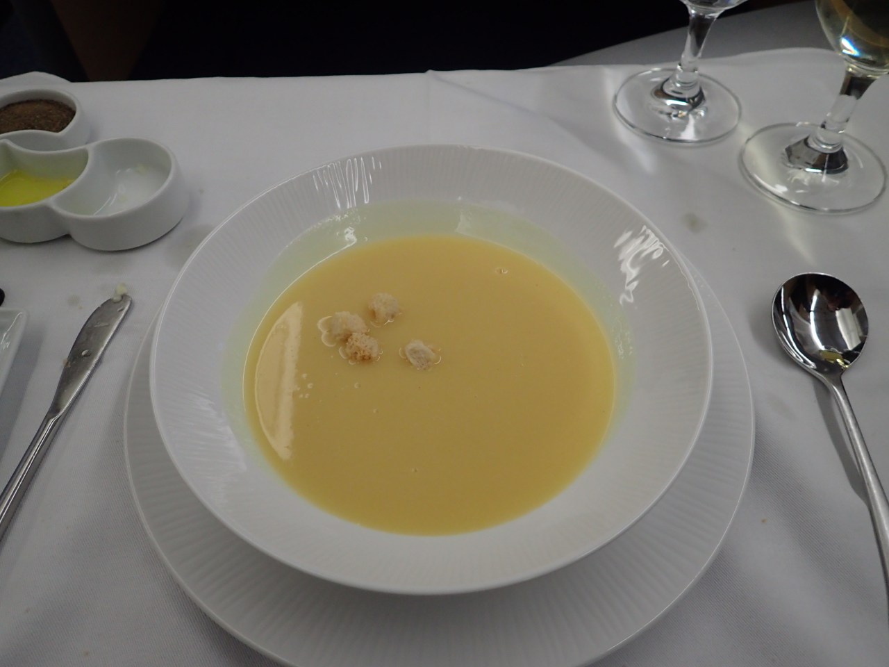 ANA First Class Review-Corn Soup