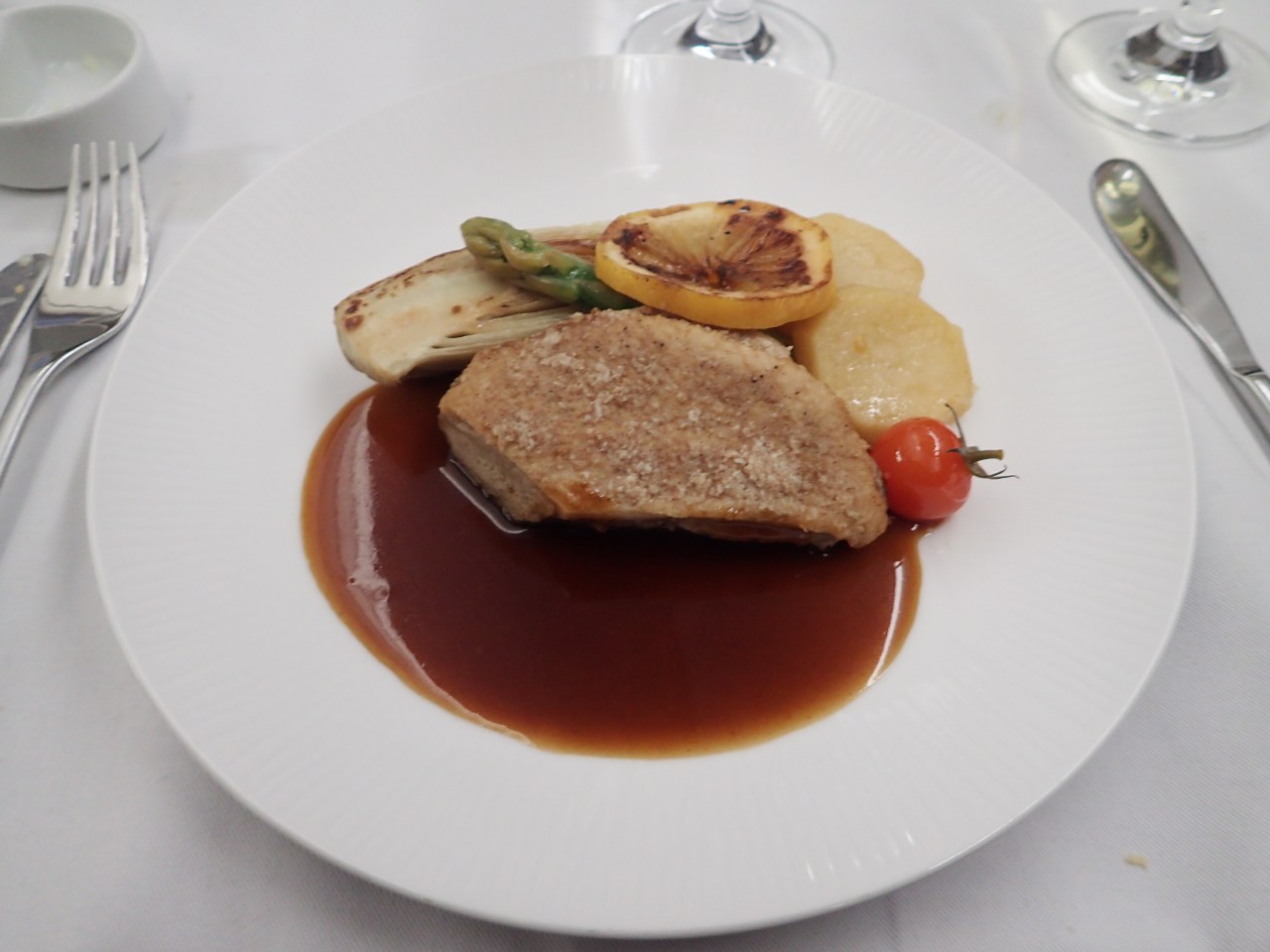 ANA First Class Review-Roasted Duck with Lime Sauce