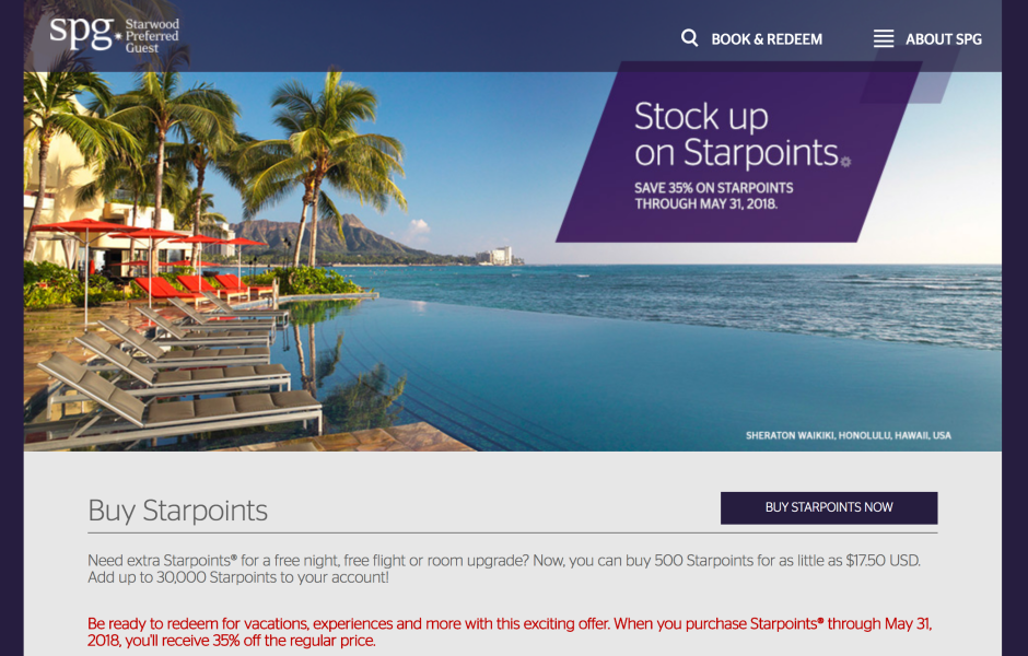 Buy SPG Points-35 Percent Off