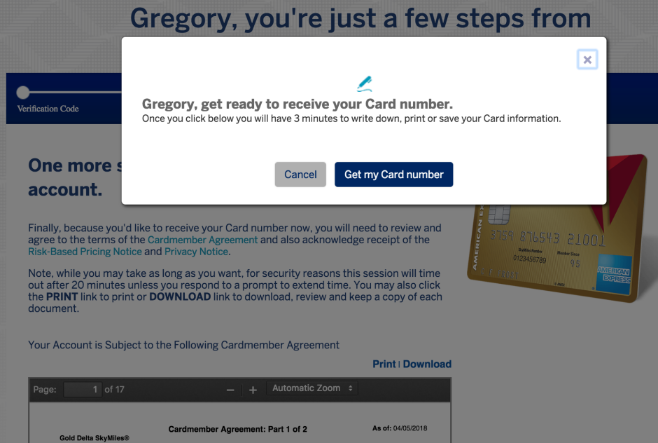 Credit Cards-Instant Card Number Upon Approval-AMEX Agree to Card Member Agreement
