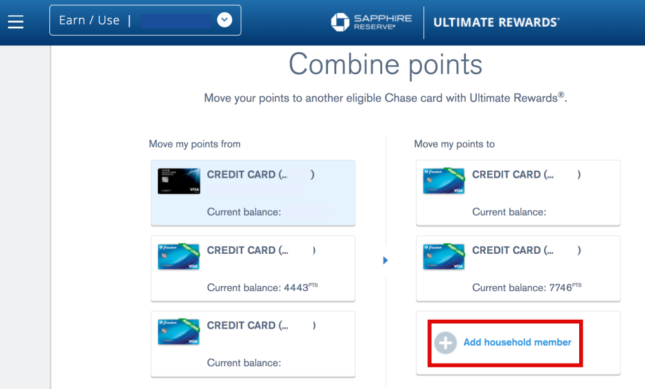 How to Transfer Chase Ultimate Rewards Points to Another Account-Add Household Member