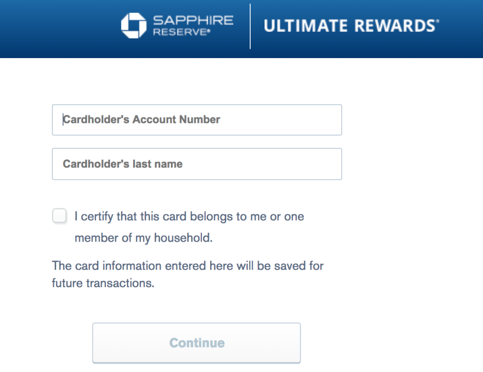 How to Transfer Chase Ultimate Rewards Points to Another Account-Provide Household Member Card Details
