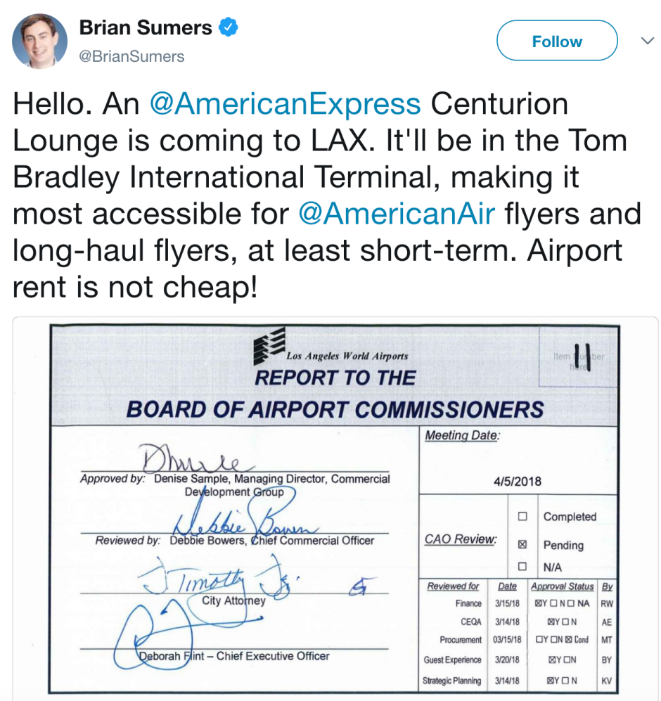 New AMEX Centurion Lounge LAX-Lounge Approval