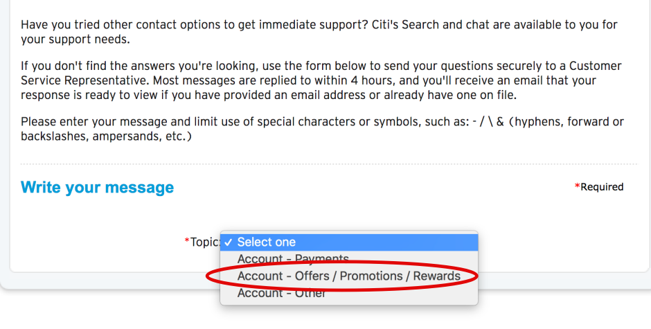 How to Find Citi Secure Message Center-Select Rewards