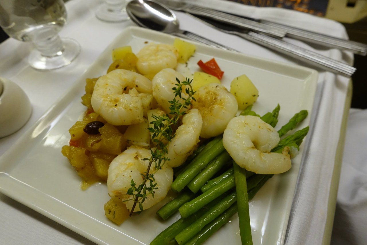 Review-Singapore Airlines Business Class MNL-SIN Dinner-Seared Prawns with Pineapple Ginger Chutney