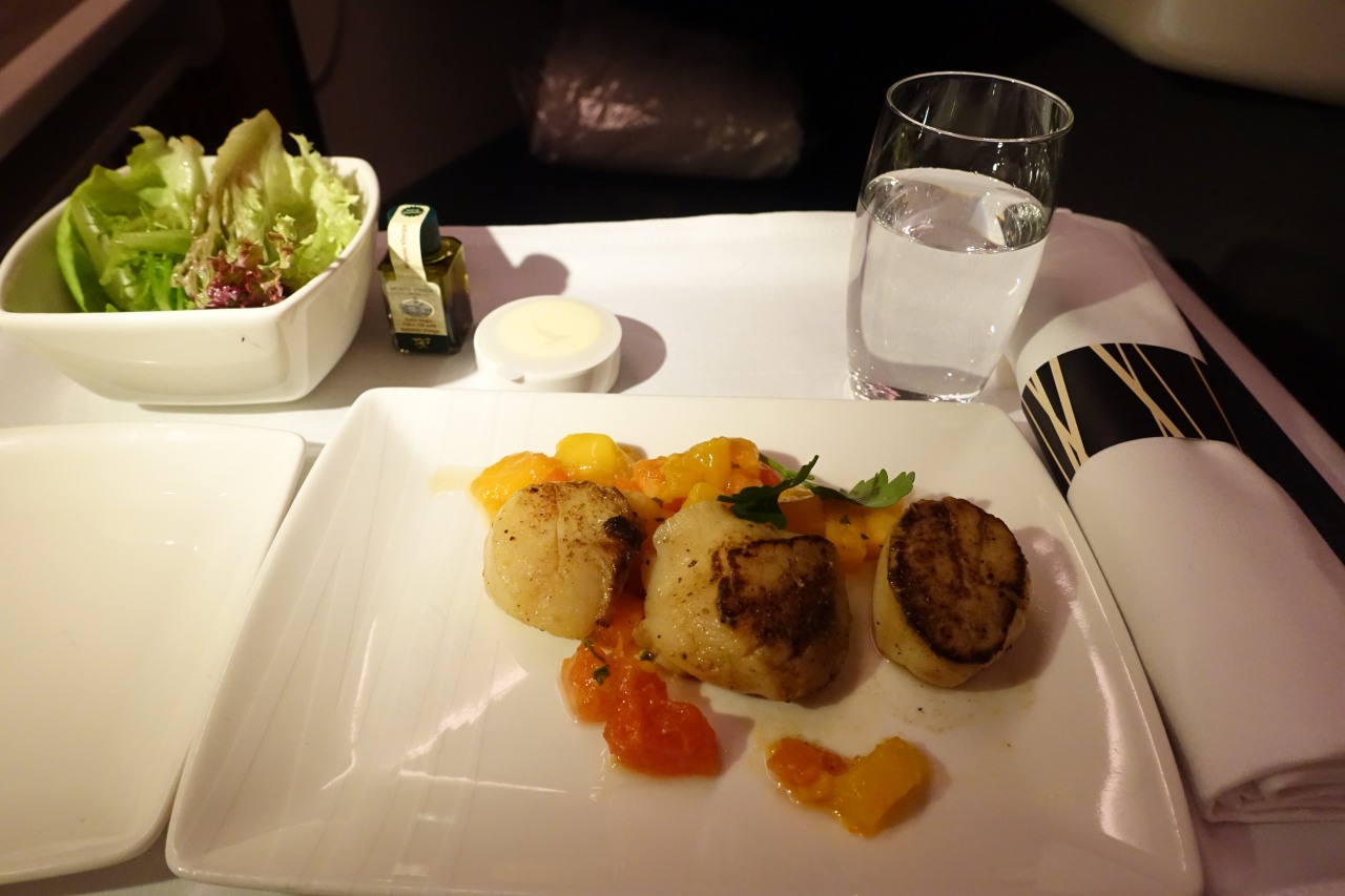 Cathay Business Class HKG-JFK-Seared Scallop Appetizer