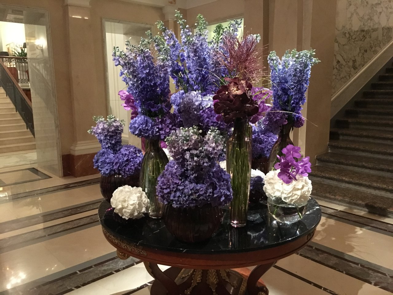 Guess the Hotel-Purple Lobby Flowers