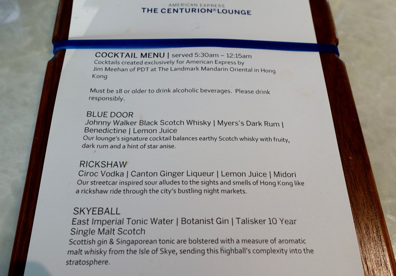 Review-AMEX Centurion Lounge Hong Kong-Cocktails