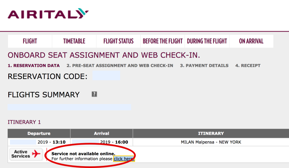 Air Italy Business Class Award with Avios-Unable to Select Seat Online