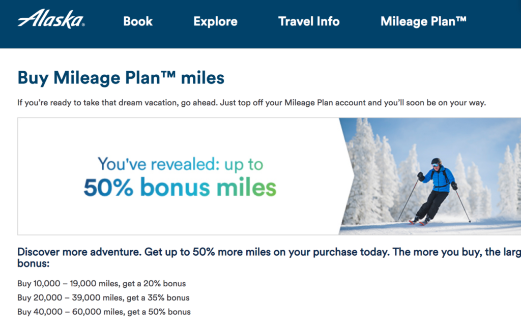 Buy Alaska Miles with a 50 percent Bonus (Targeted)