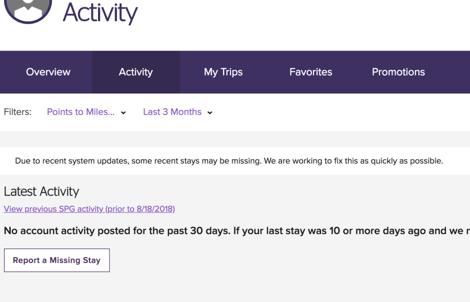 Have SPG Marriott Points Transfers to Miles Been Fixed-No Activity