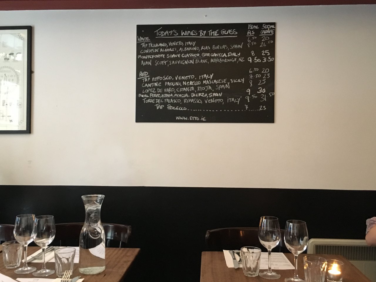 Etto Dublin Review-Seating and Wine List