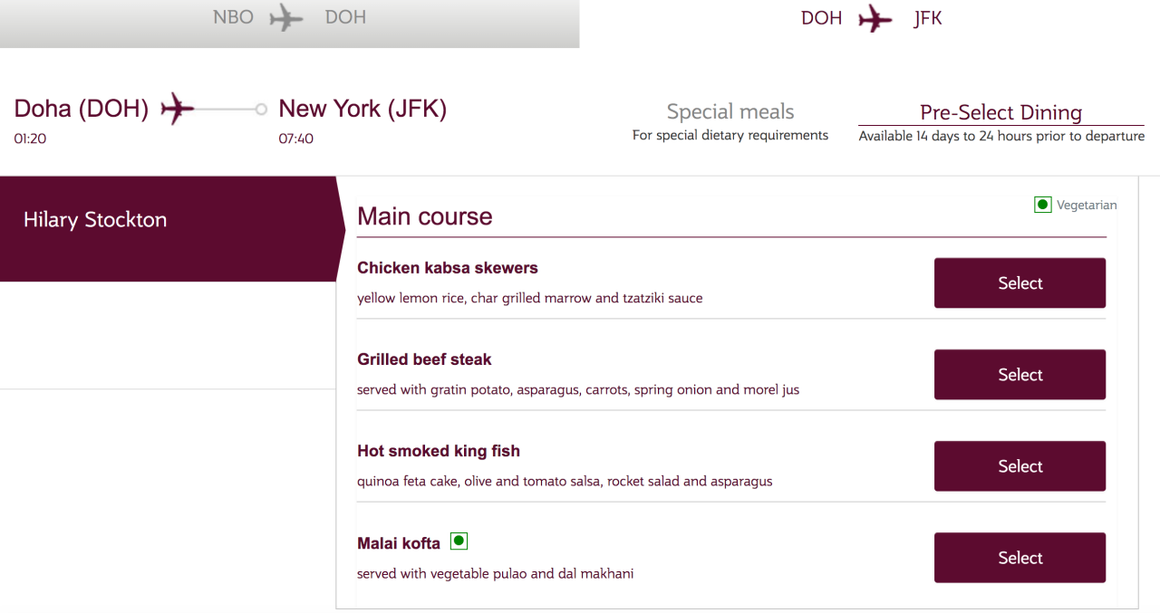 Qatar Business Class Tip Pre Reserve Meals In Advance