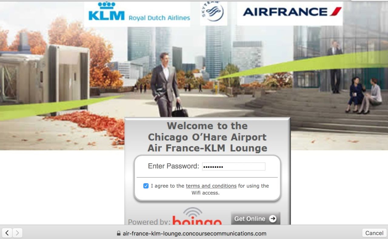 Review-Air France Lounge Chicago-WiFi by Boingo