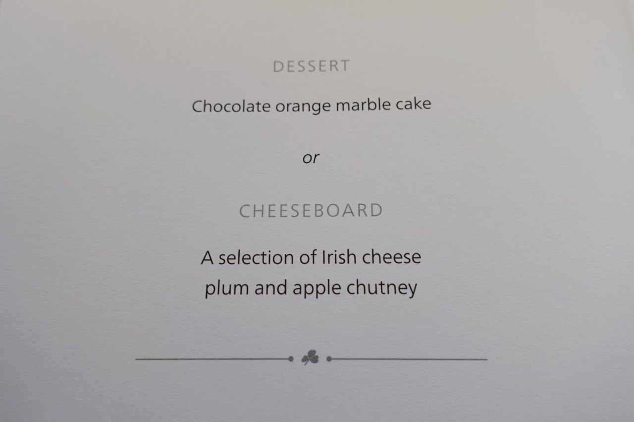 Aer Lingus A330 Business Class Lunch Menu-Dessert-Cheese