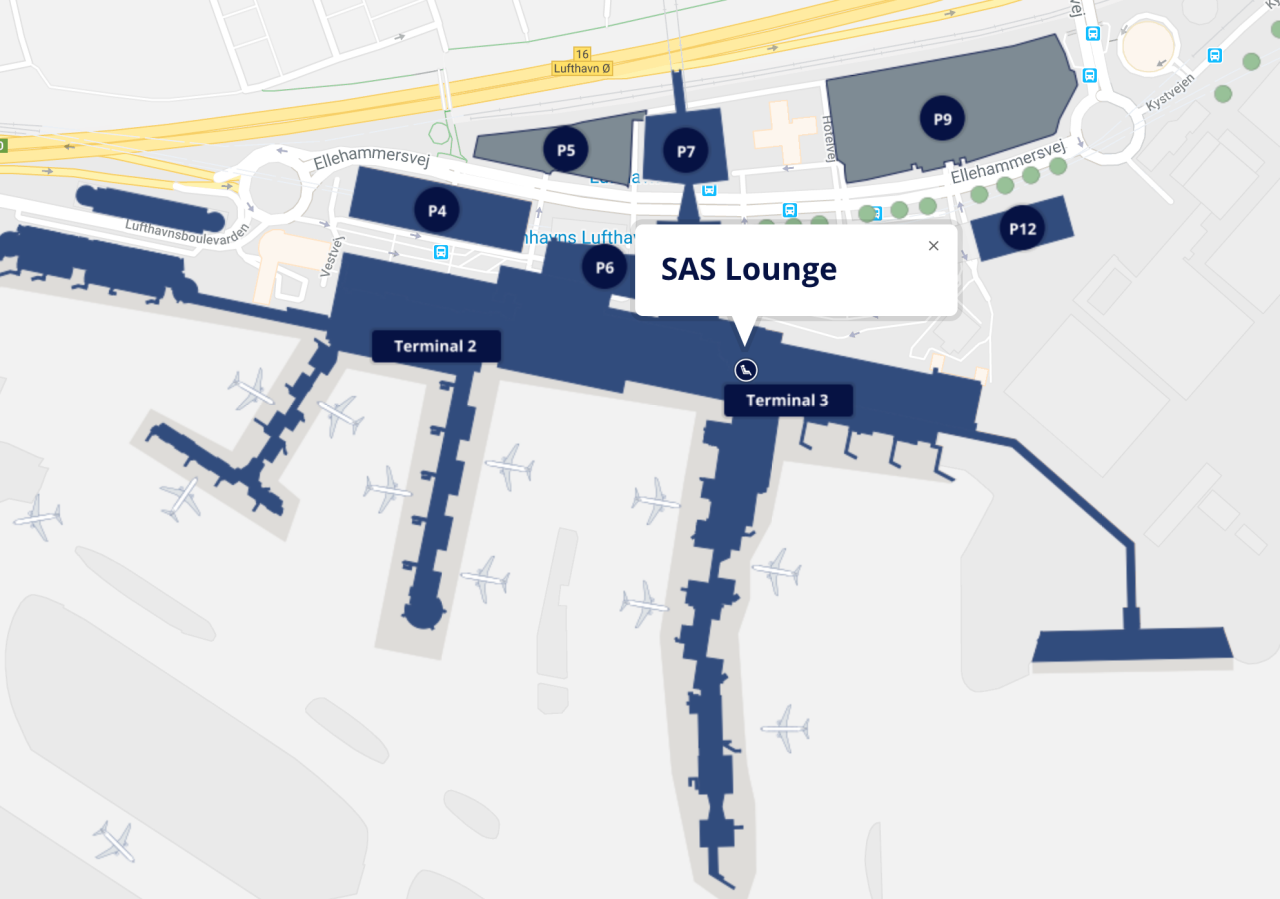 SAS Lounge Copenhagen Airport Location-Terminal 3