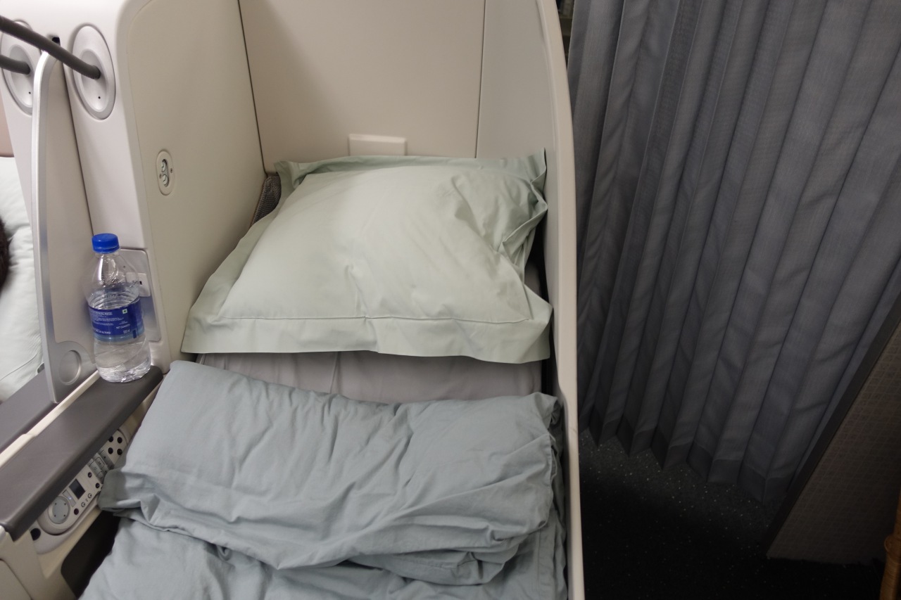 Korean Air First Class A330 Review-Bed with Pillow and Duvet
