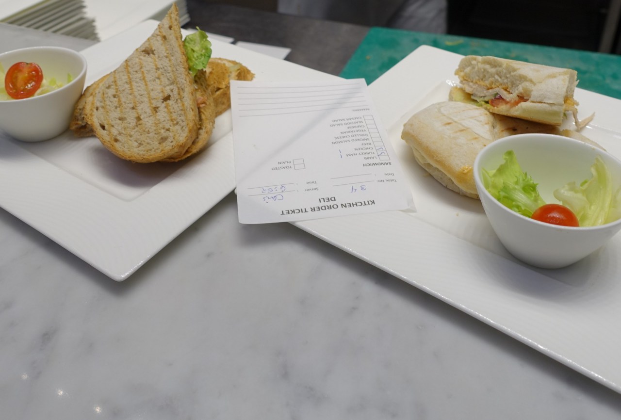Review-Qatar Al Mourjan Business Class Lounge Doha-Breakfast Sandwiches