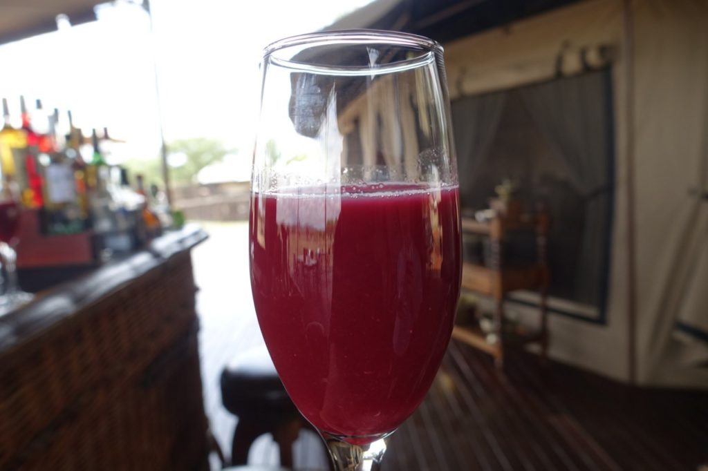 Sabora Tented Camp Review - Pomegranate Welcome Drink