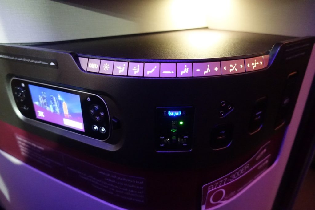 Qatar QSuites Business Class Review-Seat Controls and DND Button