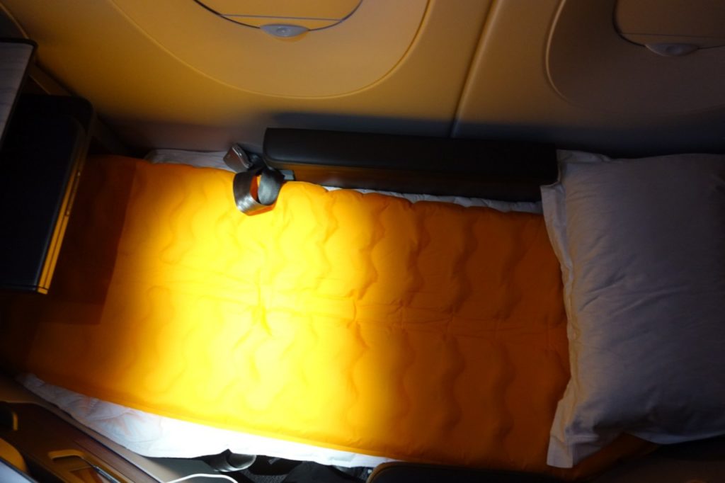 Thermarest Mattress Pad Used in Qatar QSuites Business Class
