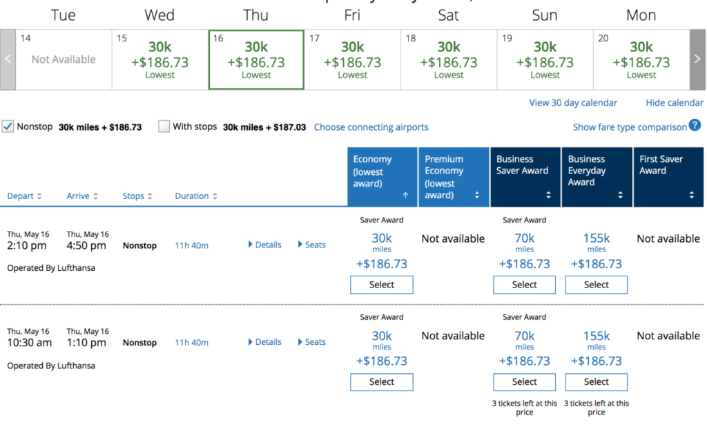 No Lufthansa First Class Award Space with United MileagePlus Miles for FRA-LAX