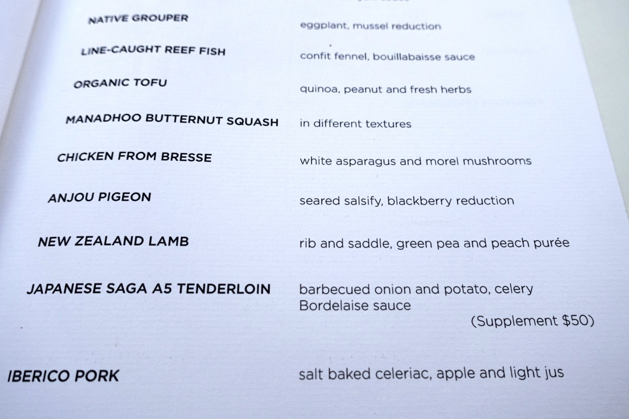 Aragu Tasting Menu, Velaa Private Island