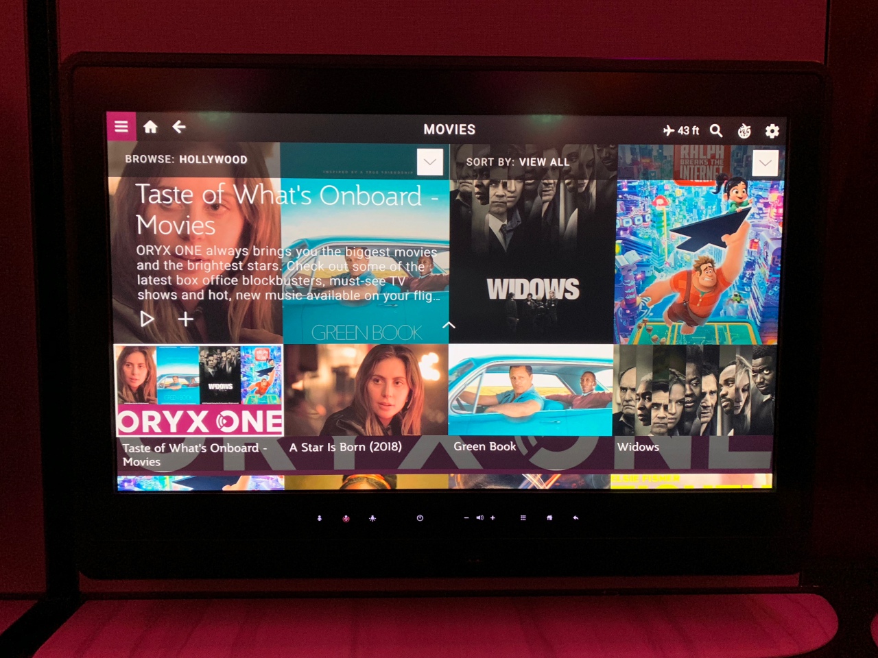 Qatar QSuites Review: Oryx One IFE