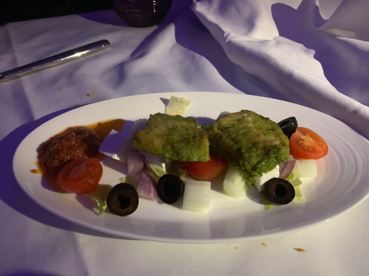 Qatar QSuites Review, Fish Appetizer, Maldives-Doha
