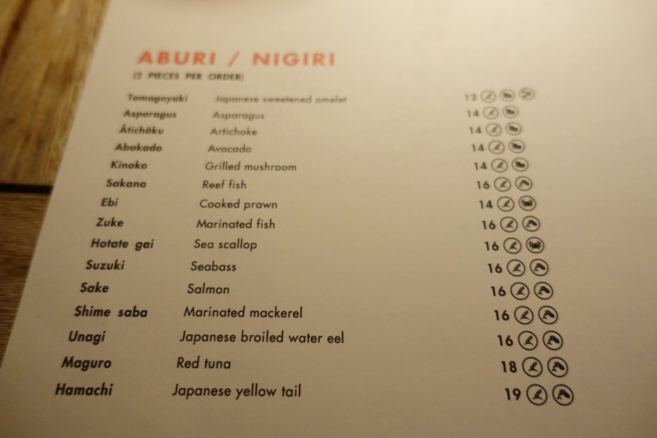 Saoke Menu - Nigiri Sushi