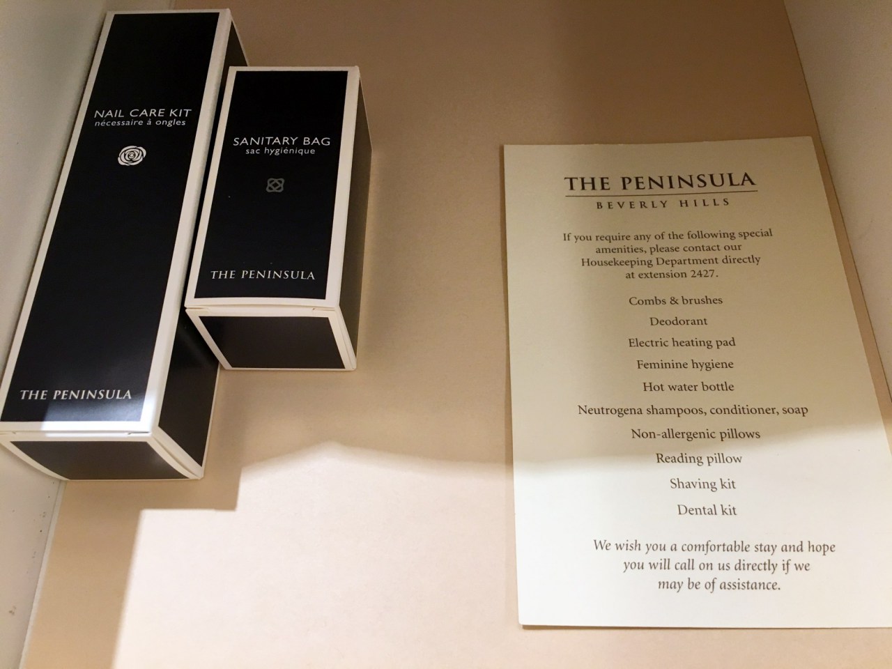 The Peninsula Beverly Hills Review-Must Ask for Toiletries Such as Dental Kit and Shaving Kit