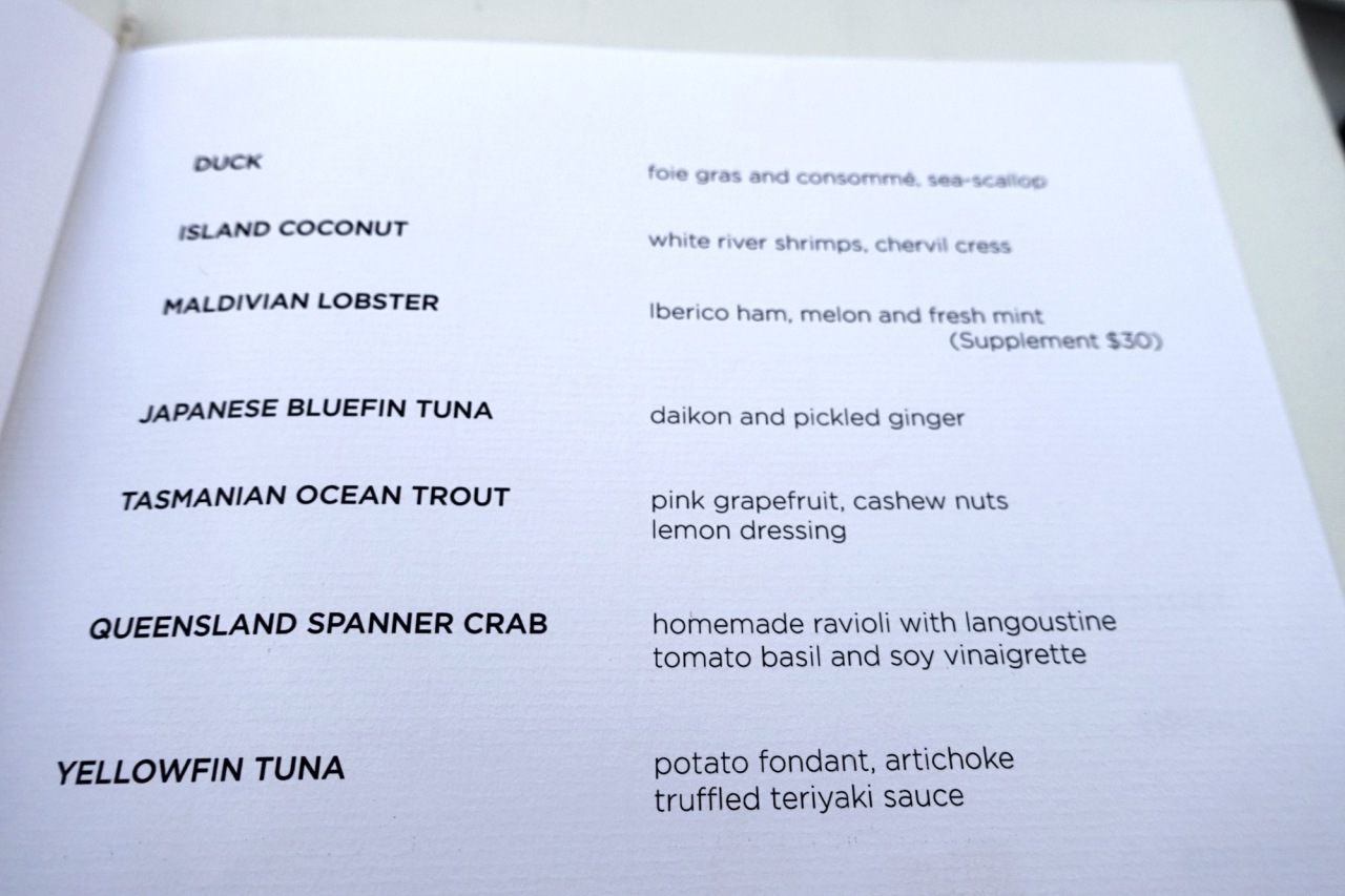 Aragu Tasting Menu, Velaa Private Island Maldives