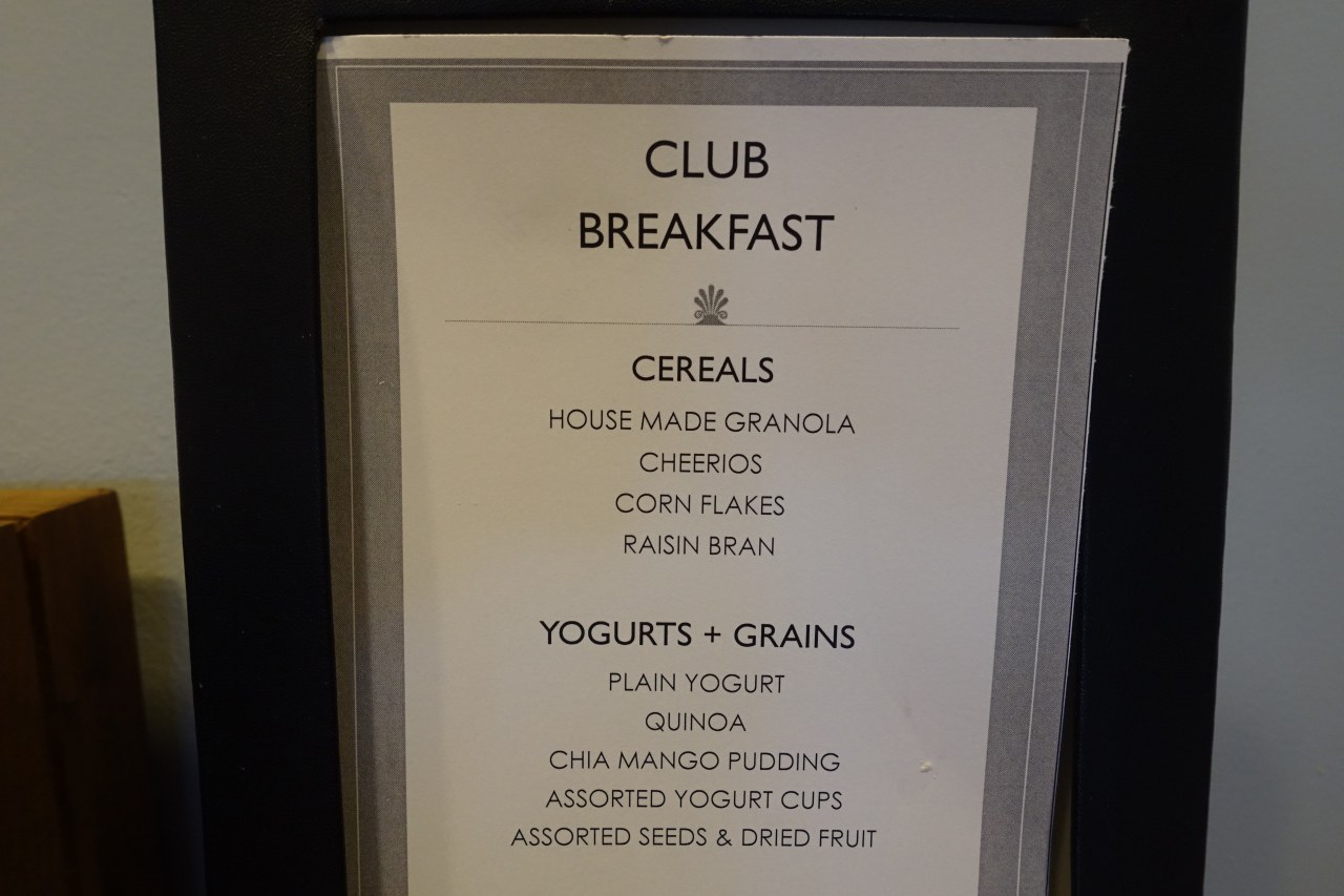 Ritz-Carlton Kapalua Club Lounge Breakfast Menu