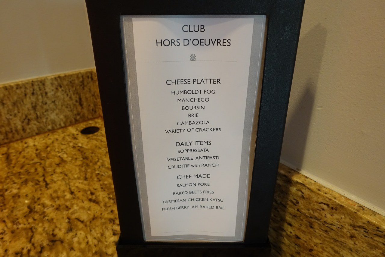 Ritz-Carlton Kapalua Club Lounge Evening Hors d'Oeuvres Menu