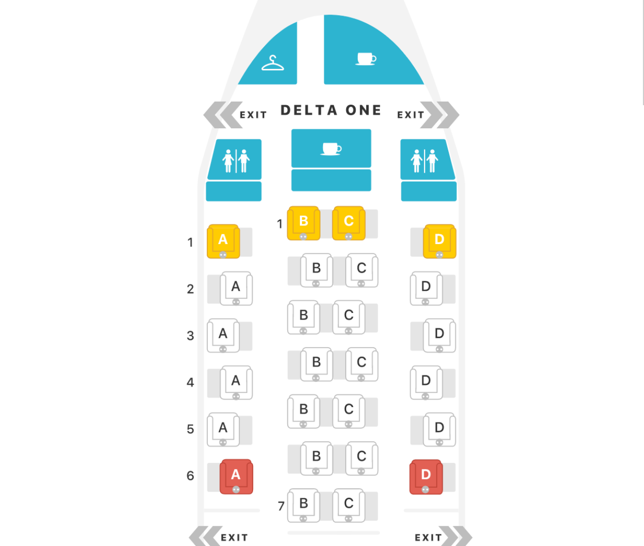 Delta One Seat Map, 767-300ER