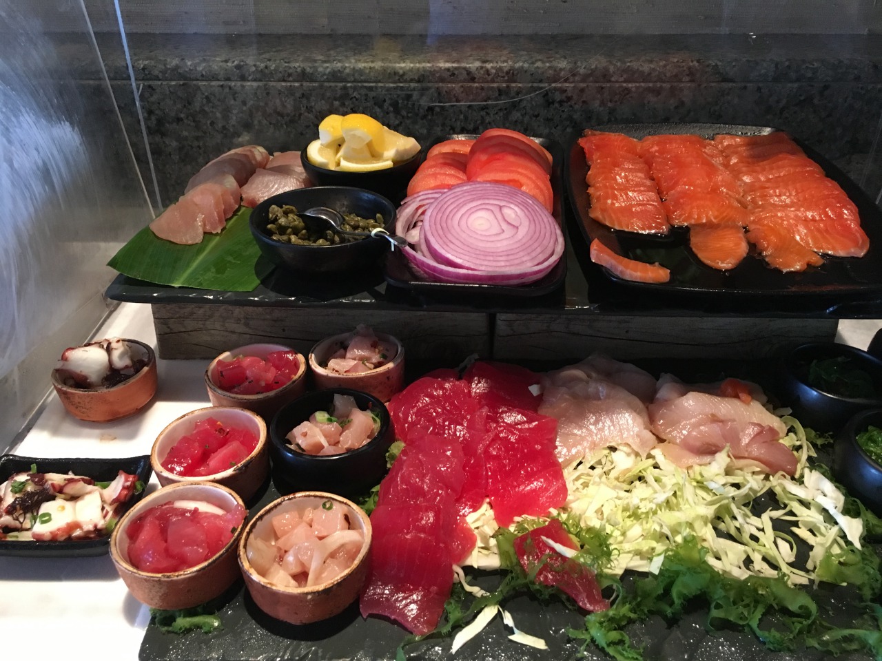 One Forty Breakfast Buffet: Smoked Salmon, Sashimi, Poke