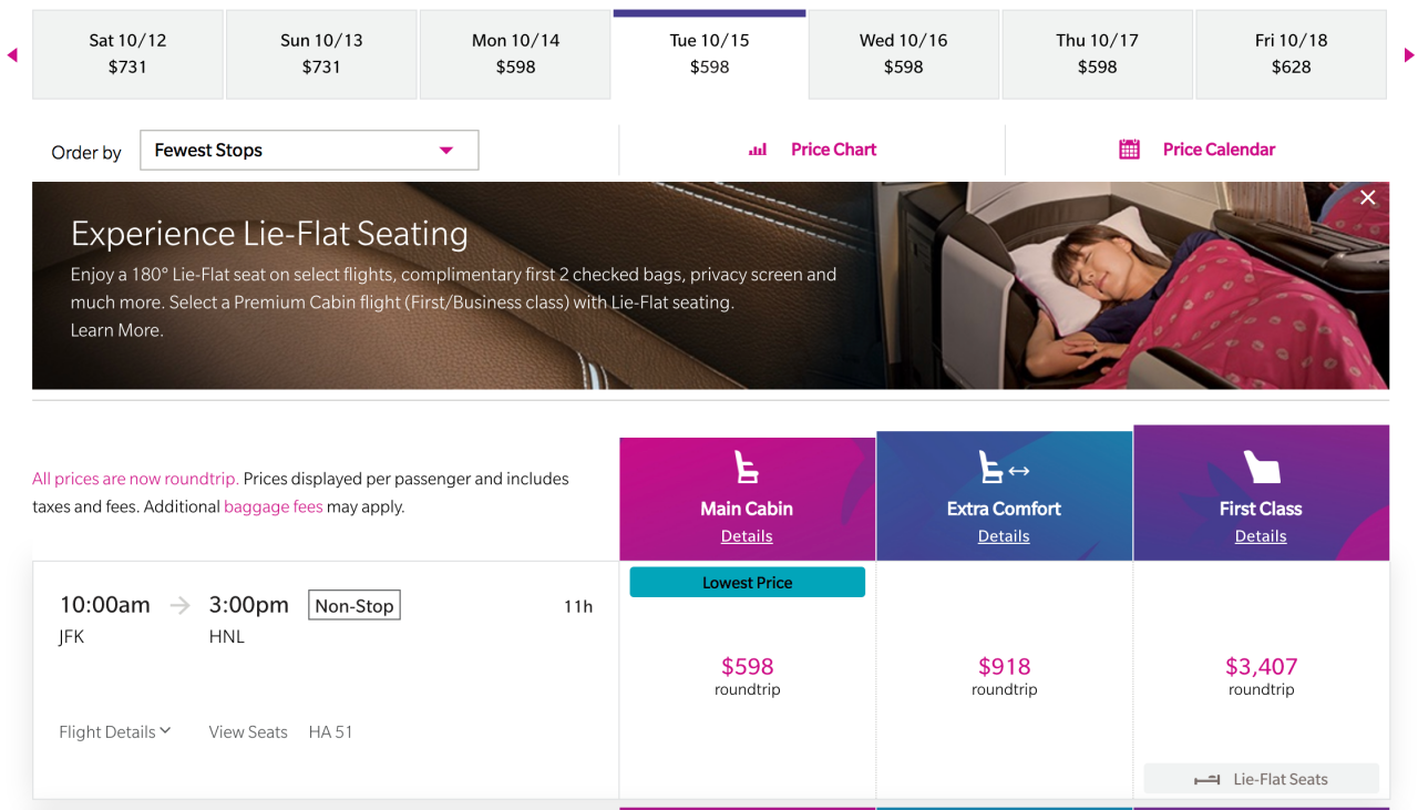 Hawaiian Air First Class Roundtrip: $3407