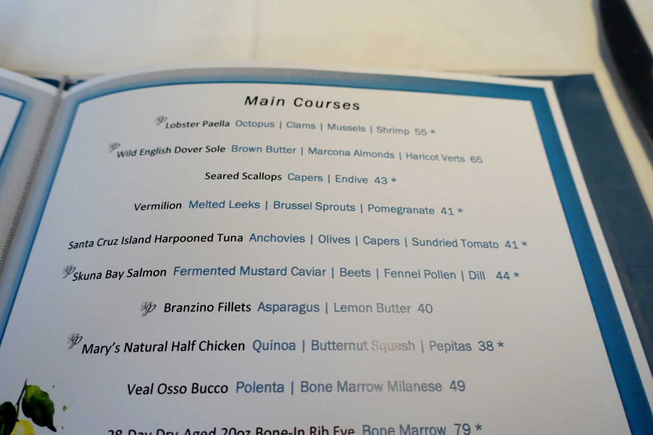 The Belvedere Dinner Menu - Main Courses