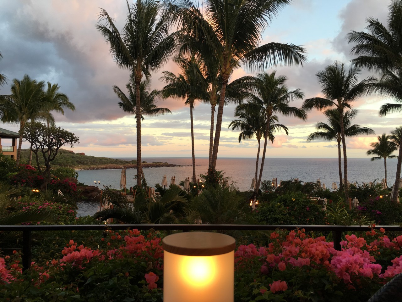 Sunset View from One Forty Restaurant, Four Seasons Lanai