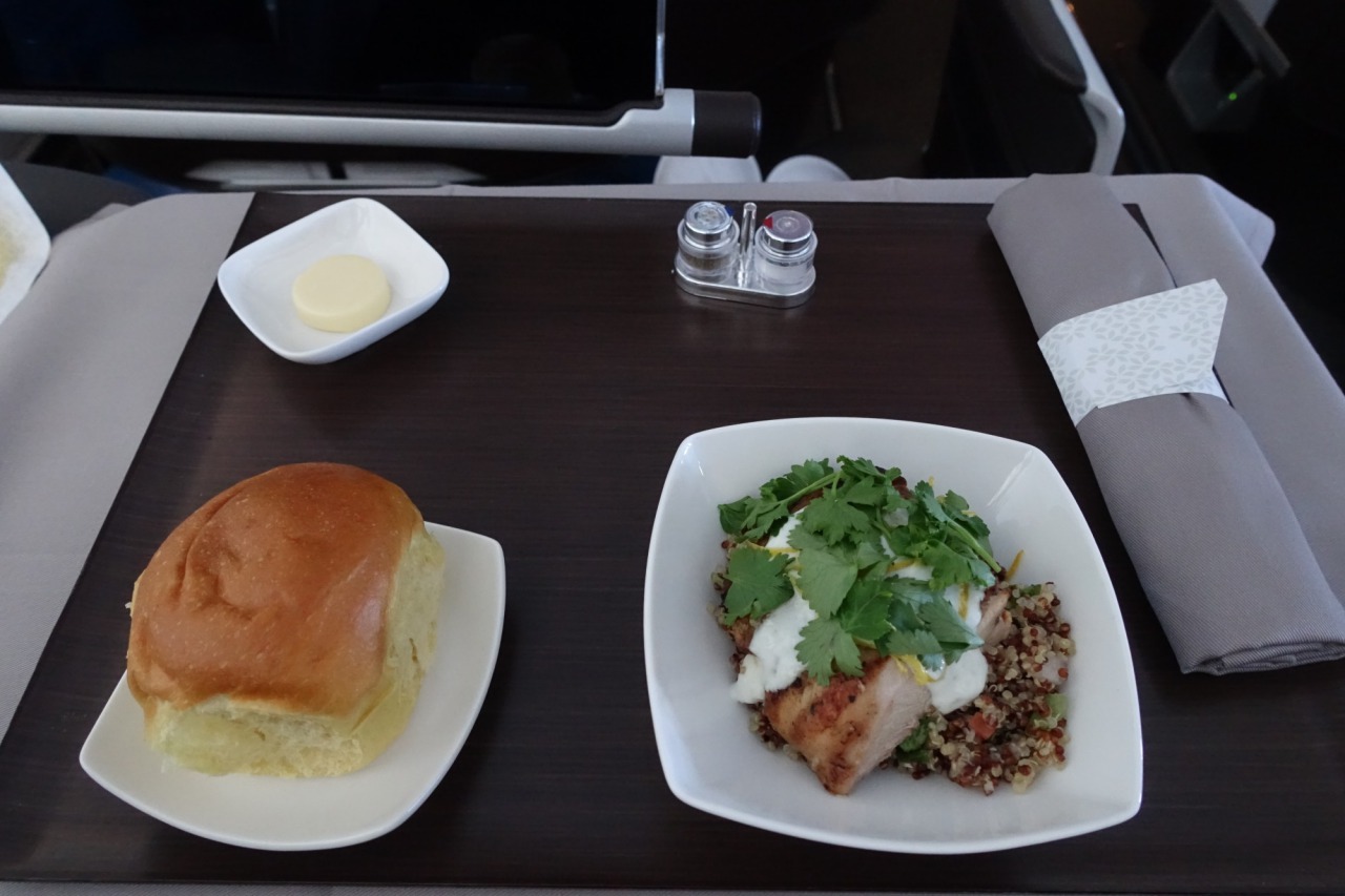 Hawaiian Airlines First Class Appetizer and Hawaiian Sweet Bread