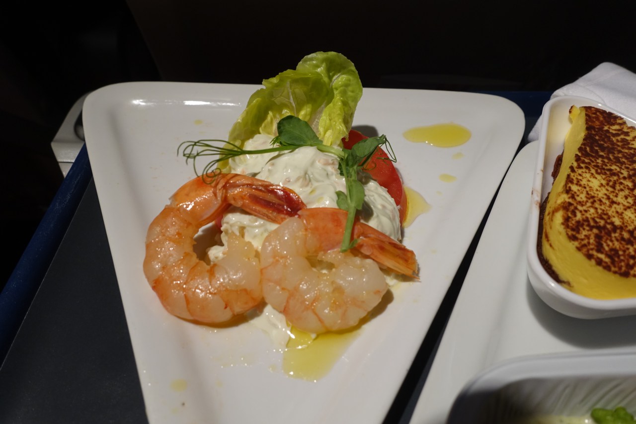 Prawns with Wasabi Coleslaw, Austrian Airlines Business Class Review