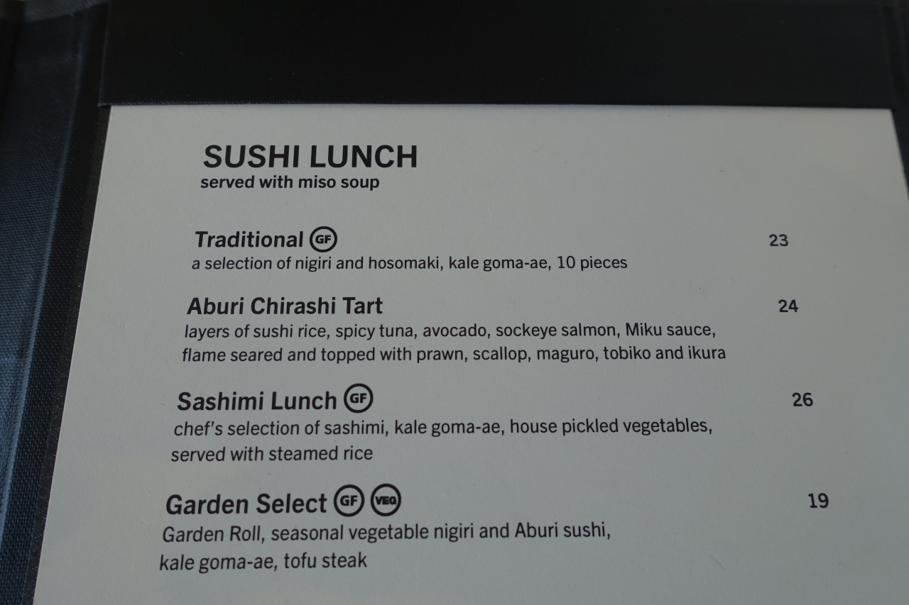 Miku Sushi Lunch Menu